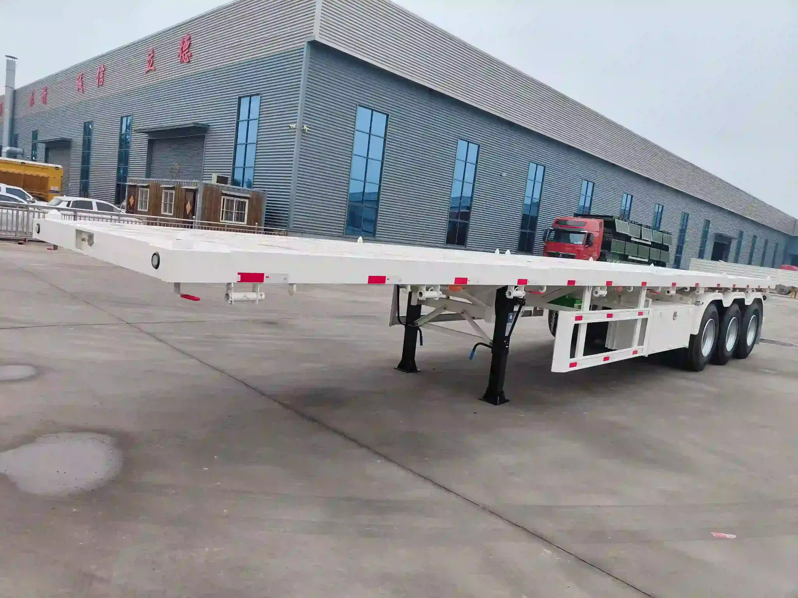 3 Axles Drop Side Flatbed Trailer