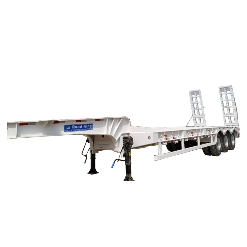 Low Bed Semi Trailer (1) Low Bed Semi Trailer 3 Axle for Heavy Machinery and Construction Equipment Transport