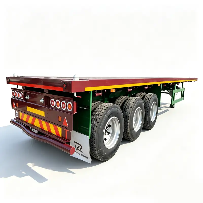 12.5M 3 Axle Heavy Duty Flatbed Trailer for Equipment Transport (1) 12.5M 3 Axle Heavy Duty Flatbed Trailer for Equipment Transport