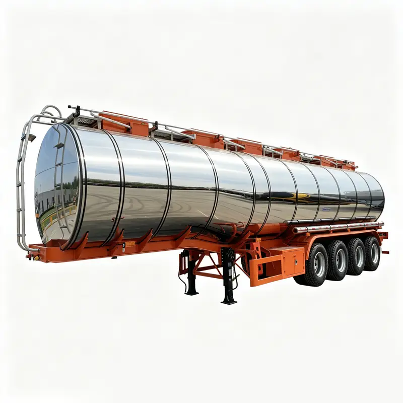 45,000L 4 Axle Stainless Steel Tanker Semi Trailer for Liquid Transport (1) 45,000L 4 Axle Stainless Steel Tanker Semi Trailer for Liquid Transport