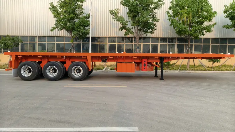 Heavy Duty Flatbed Semi Trailer with 3 Axles for Container Transport