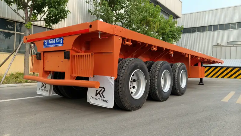 Heavy Duty Flatbed Semi Trailer with 3 Axles for Container Transport